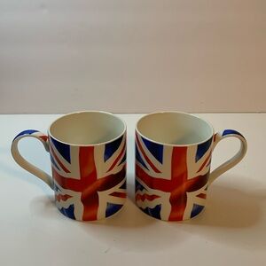 Kent Pottery British Flag Coffee cups Set of 2 Used